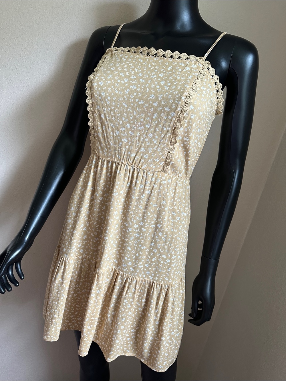 Paper Crane Beige Floral Spaghetti Strap Mini Dress - Picture 4 of 10